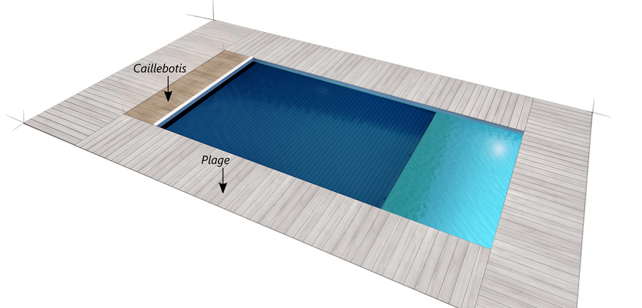 Illustration d'un caillebotis et plage de piscine